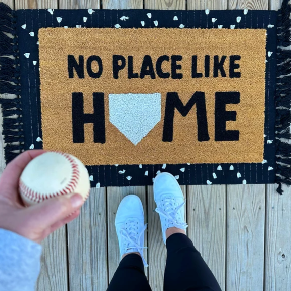 No Place Like Home Baseball Doormat