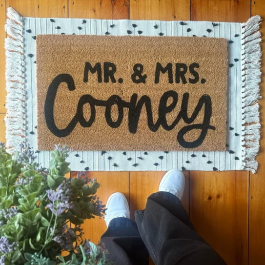 Mr and Mrs Custom Last Name Doormat