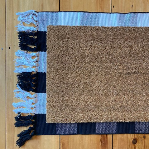 Buffalo Plaid Tasseled Layering Doormat