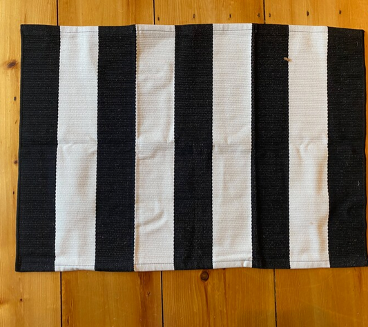 Black and White Stripe Layering Doormat