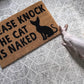 Please Knock the Cat is Naked Doormat
